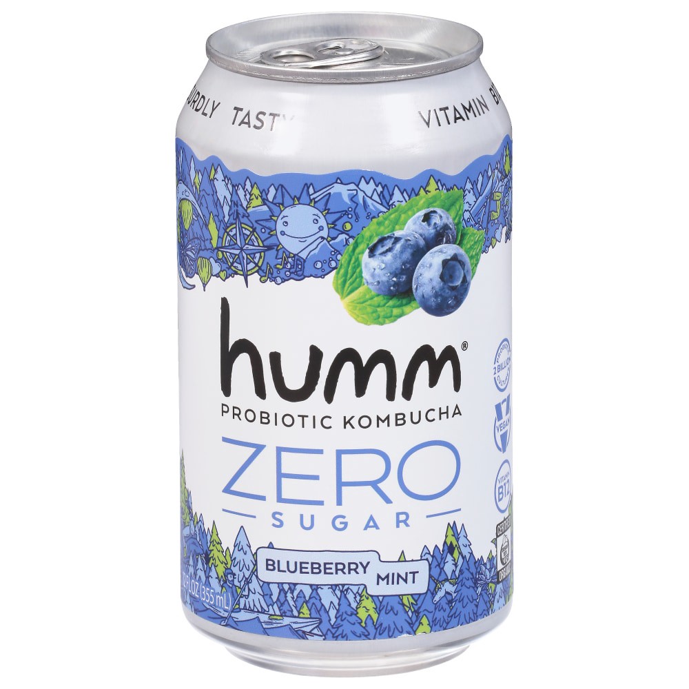 slide 1 of 1, Humm Kombucha Blueberry Mint Zero Sugar - 12 oz, 1 ct