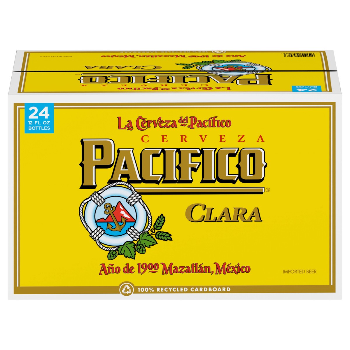 slide 1 of 27, Pacifico Clara Mexican Lager Beer, 24 pk 12 fl oz Bottles, 4.4% ABV, 24 ct