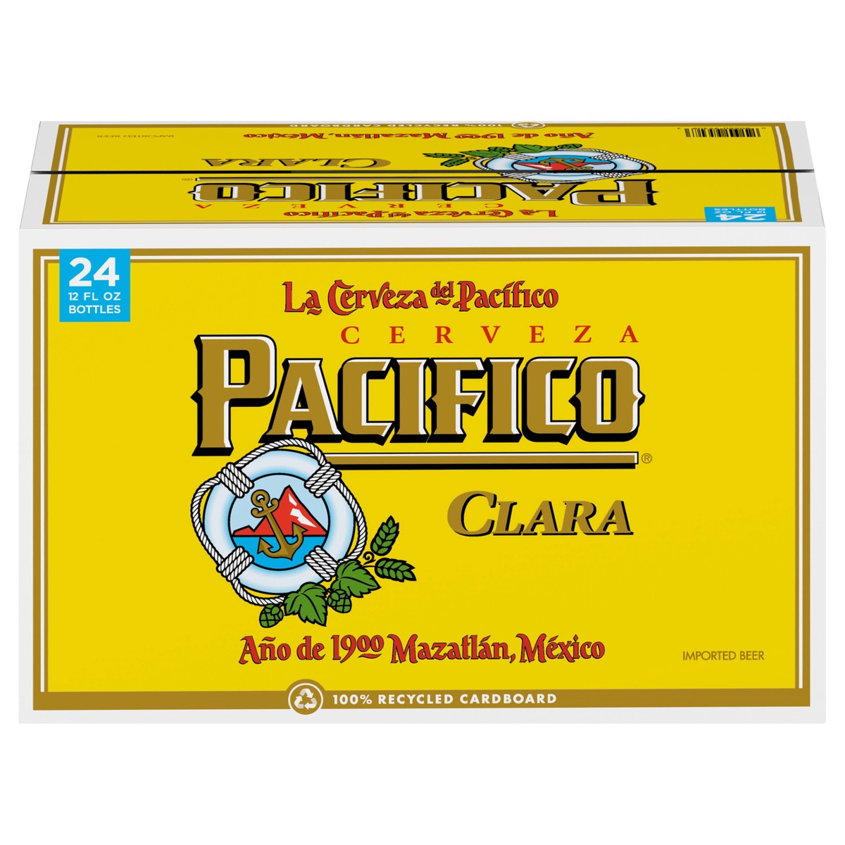 slide 1 of 27, Pacifico Clara Mexican Lager Import Beer, 24 pk 12 fl oz Bottles, 4.4% ABV, 288 fl oz