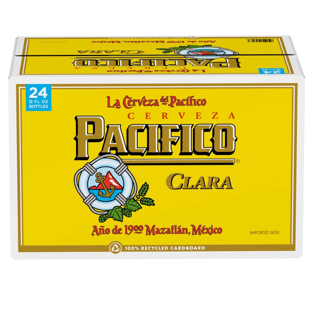 slide 1 of 27, Pacifico Clara Mexican Lager Import Beer, 24 pk 12 fl oz Bottles, 4.4% ABV, 288 fl oz