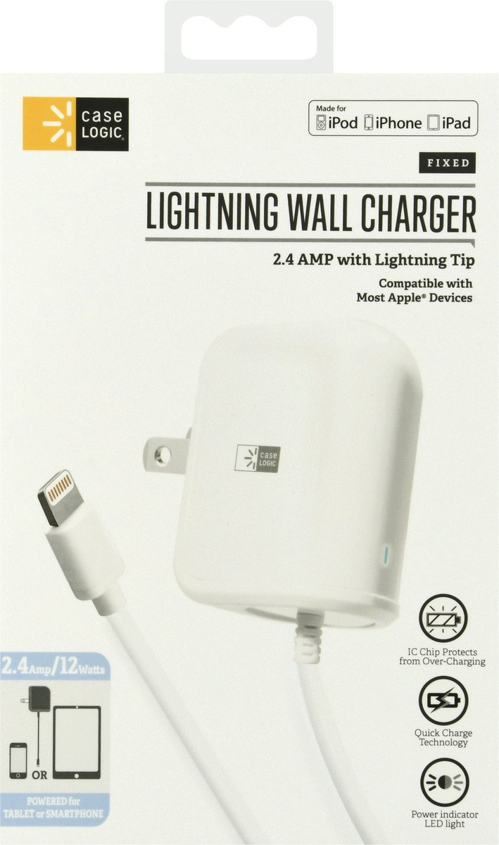 slide 6 of 9, Case Logic Fixed Lightning Wall Charger 1 ea, 1 ct