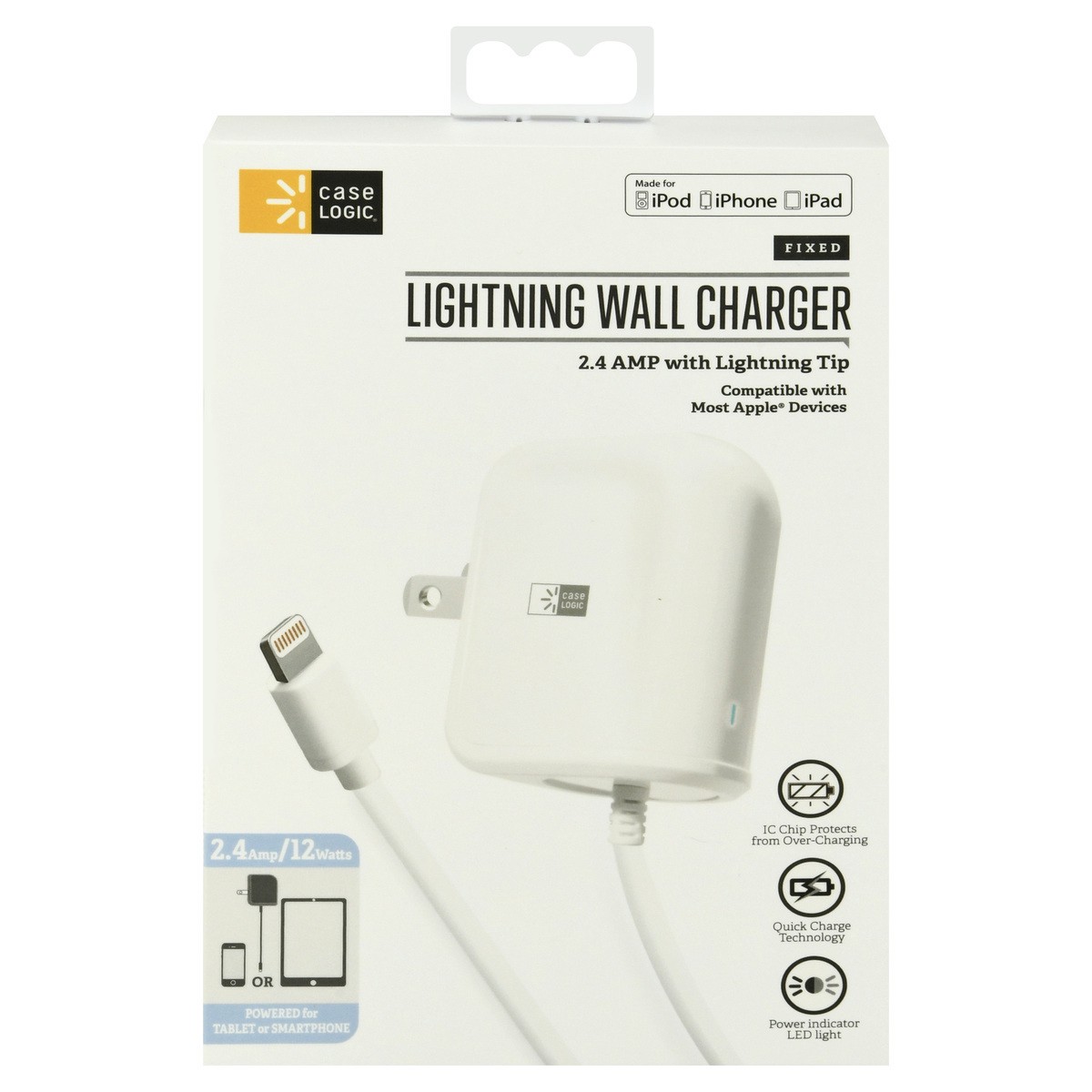 slide 1 of 9, Case Logic Fixed Lightning Wall Charger 1 ea, 1 ct