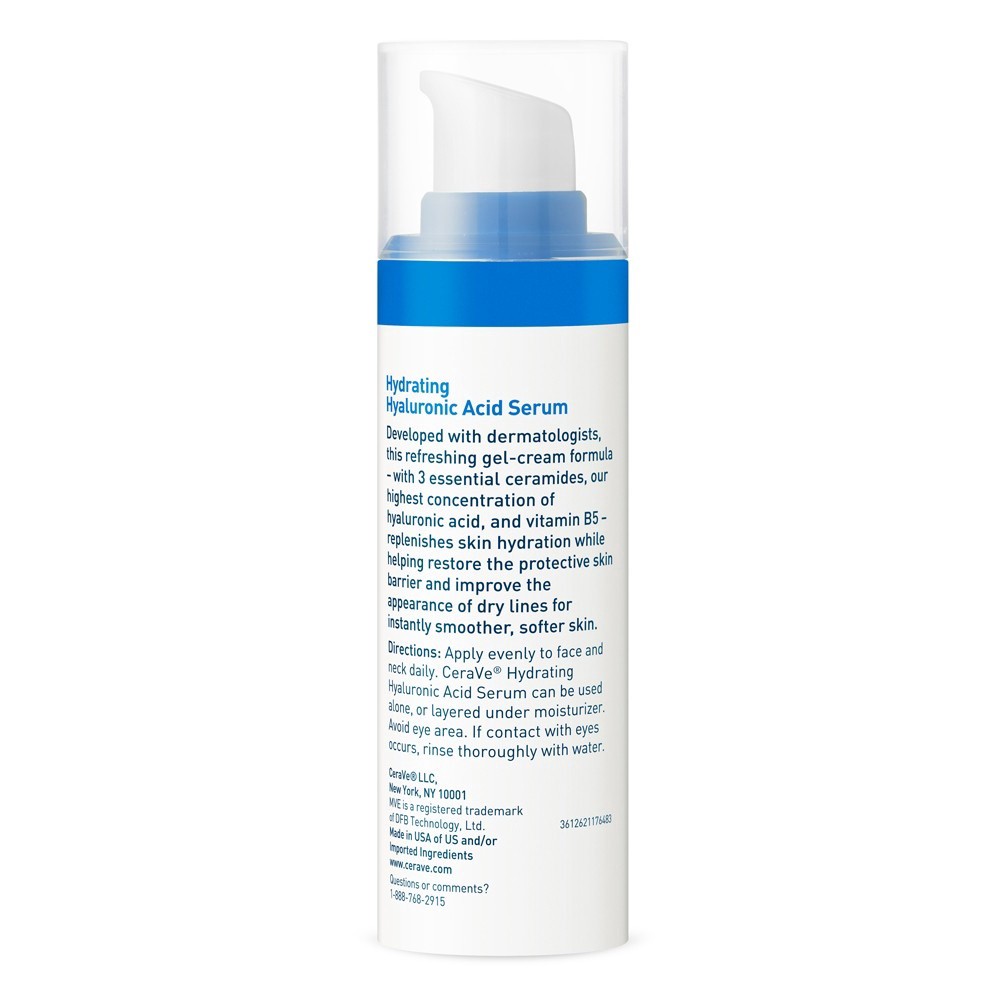 slide 3 of 6, CeraVe Hydrating Hyaluronic Acid Serum, 1 ct