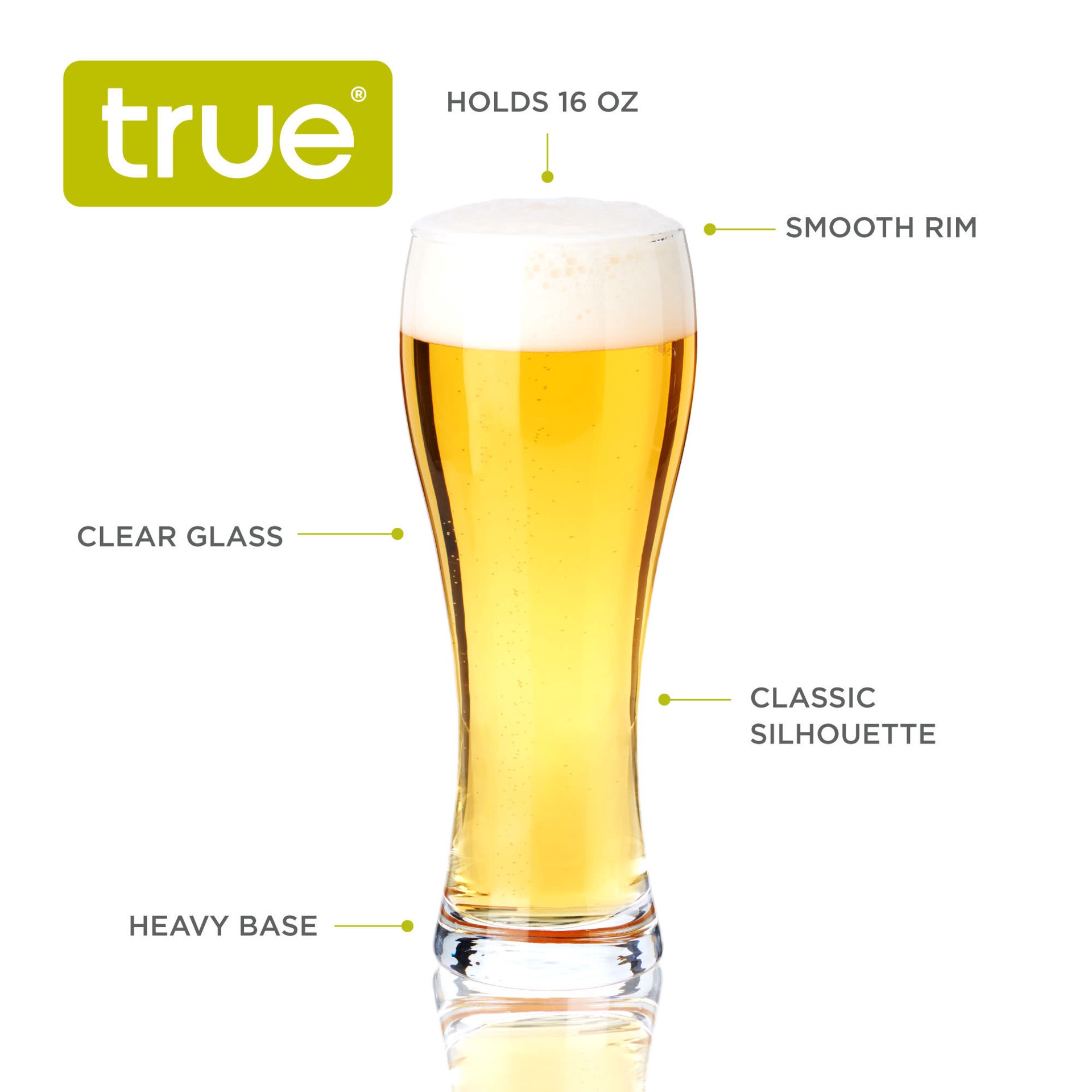 slide 3 of 5, TRUE 23 Ounce Wheat Beer Glasses 4 ea, 1 ct
