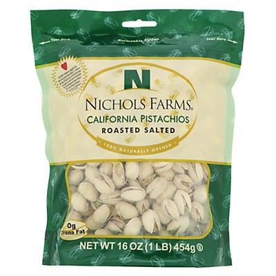 slide 1 of 1, Nichols Farms Pistachio Shelled Roasted Salted, 16 oz