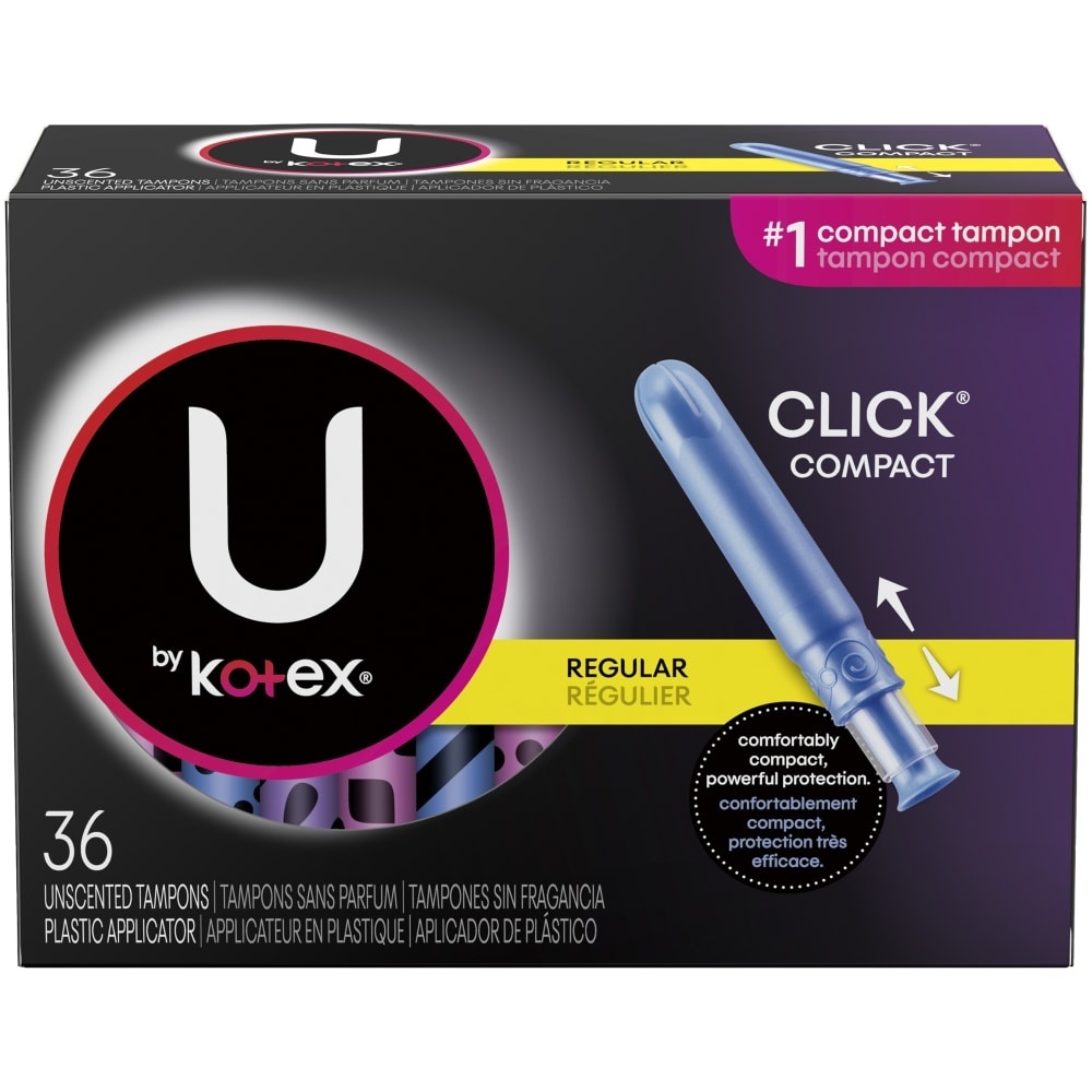 slide 1 of 3, U by Kotex Click Regular Absorbency Unscented Compact Tampons, 36 ct