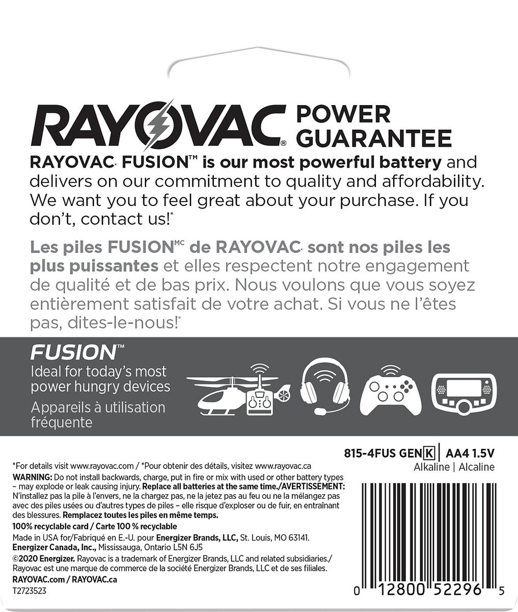 slide 3 of 3, Rayovac Fusion Advanced Alkaline AA Batteries 4 ea, 4 ct