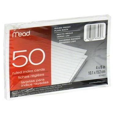 slide 1 of 1, Mead Ruled Index Cards, 50 ct