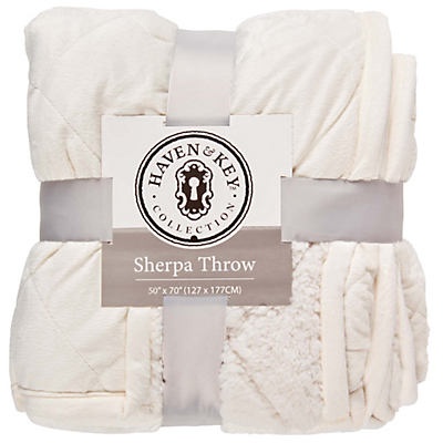 slide 1 of 1, Haven & Key Solid Quilted Sherpa Throw, 1 ct