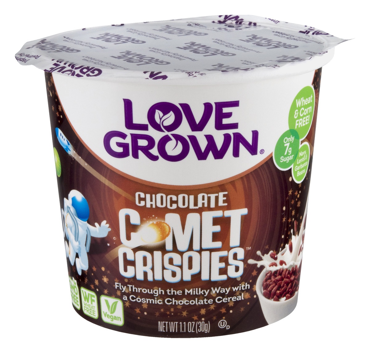 slide 1 of 1, Love Grown Chocolate Comet Crispies Cereal Cups, 1.1 oz