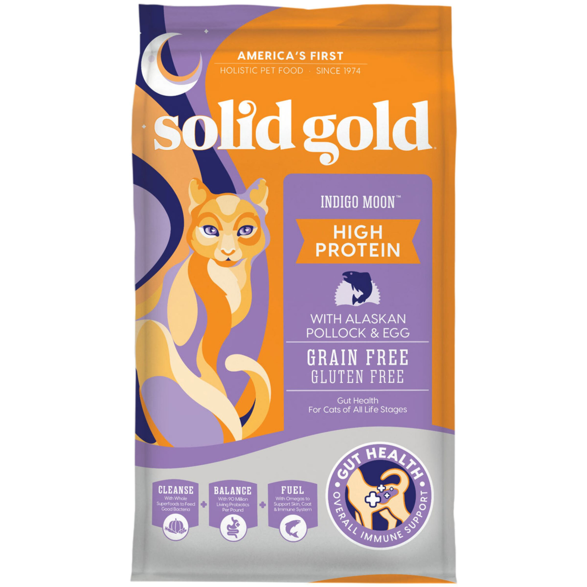 slide 1 of 5, Solid Gold Indigo Moon High Protein Dry Cat Food with Alaskan Pollock and Egg, 3 lb