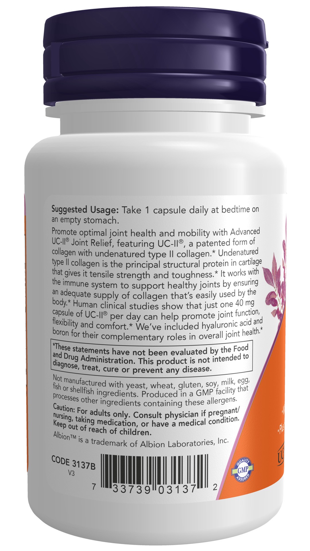 slide 2 of 5, NOW UC-II Advanced Joint Relief - 60 Veg Capsules, 60 ct