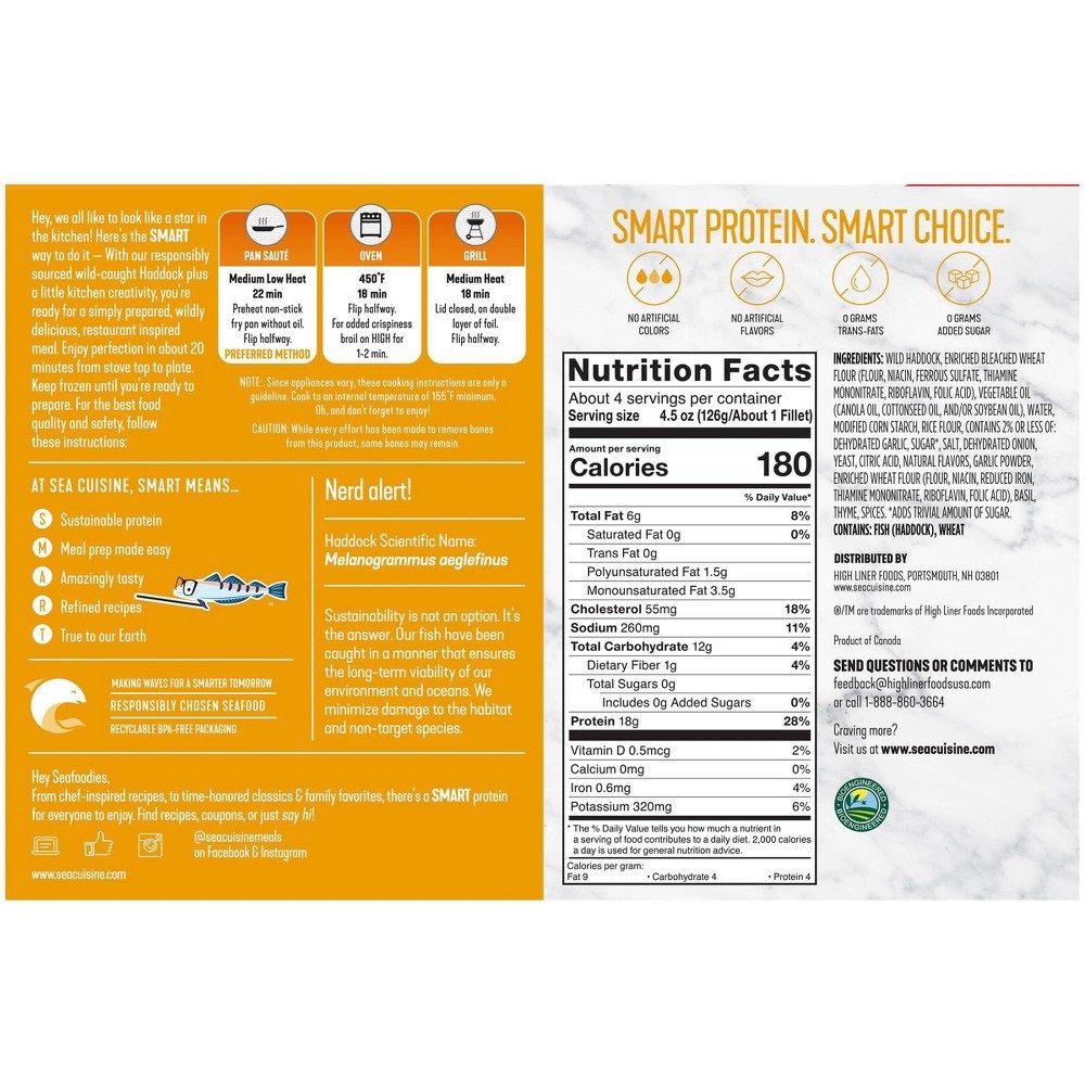 slide 4 of 4, Sea Cuisine Pan-Sear Selects Roasted Garlic And Herbs Wild Caught Haddock, 17.6 oz