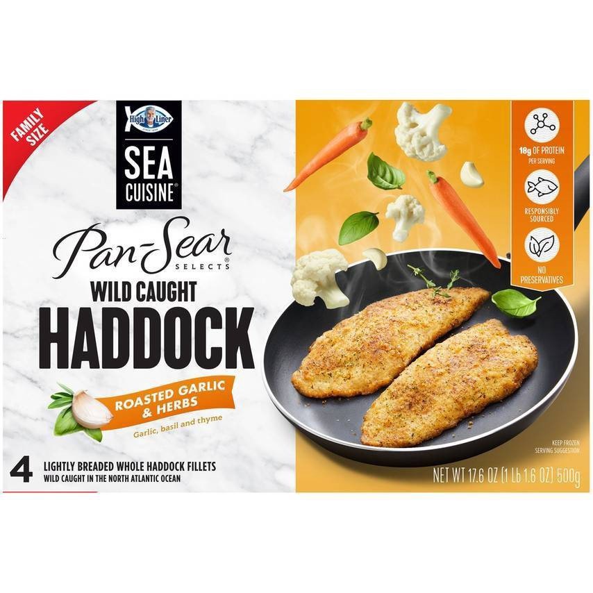 slide 1 of 4, Sea Cuisine Pan-Sear Selects Roasted Garlic And Herbs Wild Caught Haddock, 17.6 oz