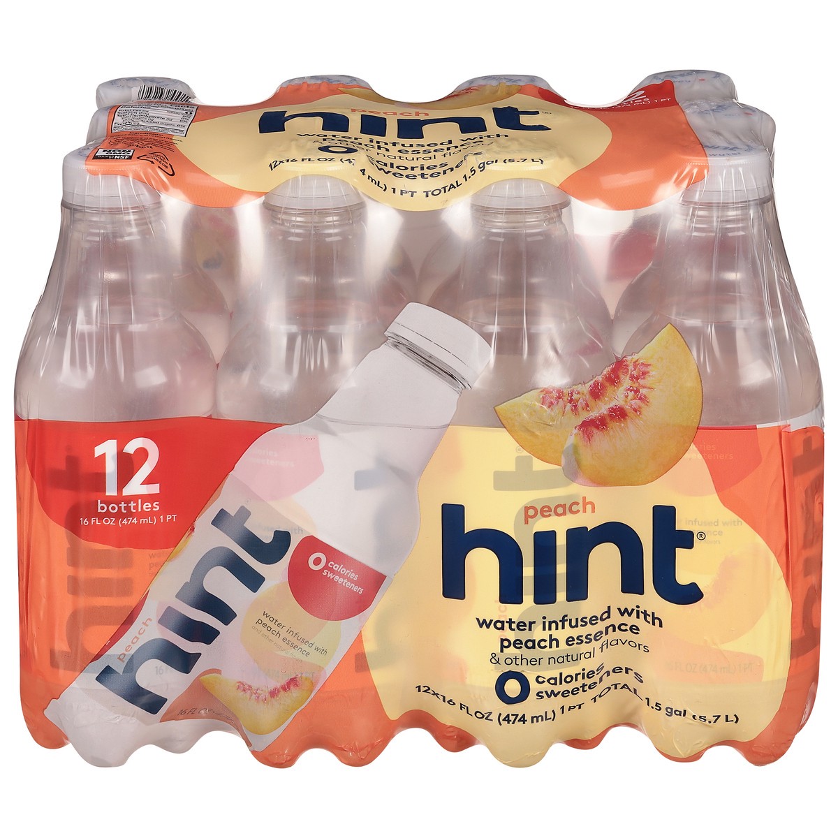 slide 5 of 14, Hint Peach Water 12 - 16 fl oz Bottles, 12 ct