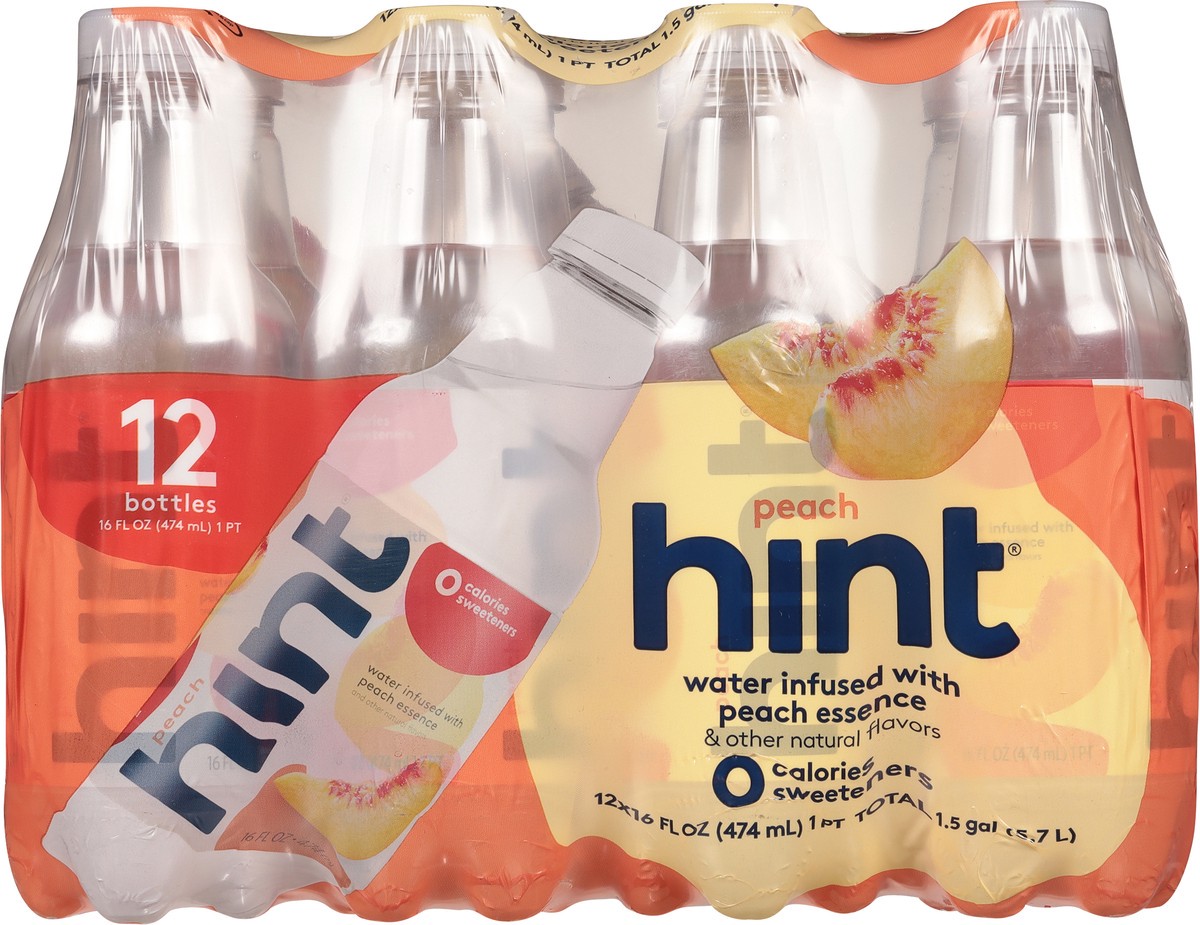 slide 2 of 14, Hint Peach Water 12 - 16 fl oz Bottles, 12 ct