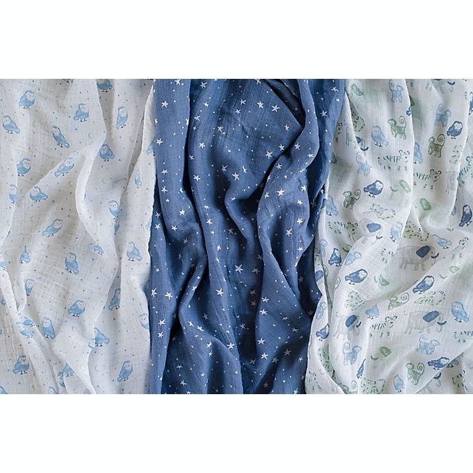 slide 7 of 7, aden + anais essentials Time To DreamSwaddle Blankets - Blue, 4 ct