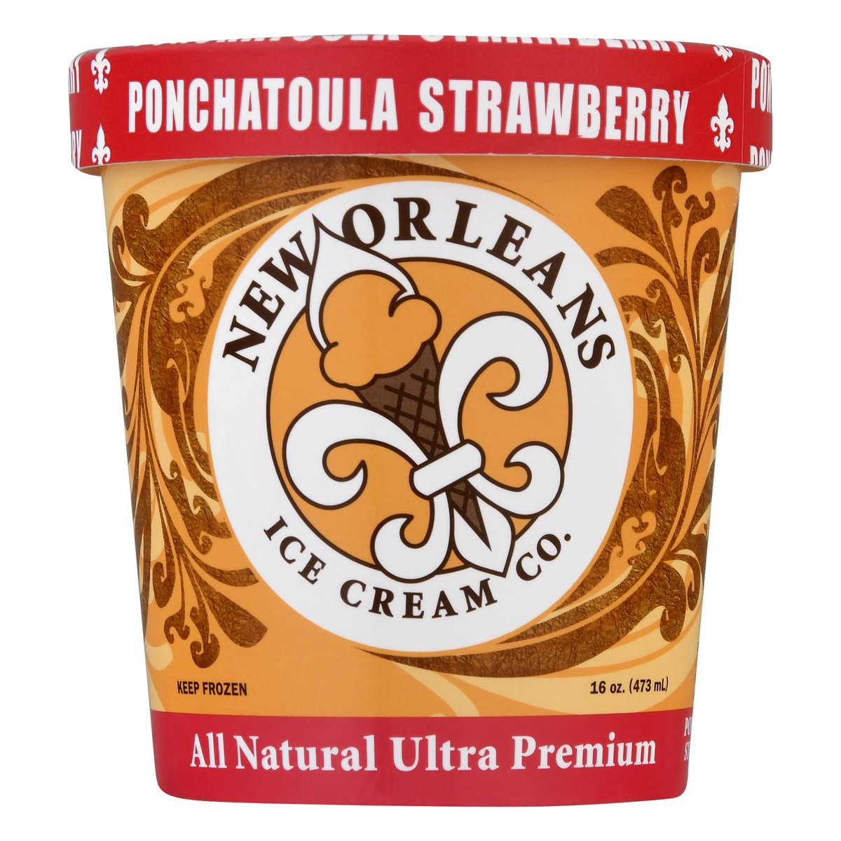 slide 1 of 9, New Orleans Ice Cream Co. Ultra Premium All Natural Ponchatoula Strawberry Ice Cream 16.0 oz, 16 oz