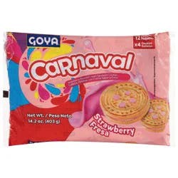 Goya Carnaval Strawberry Fresa Sandwich Cookies 12 - 4 Cookie Packs
