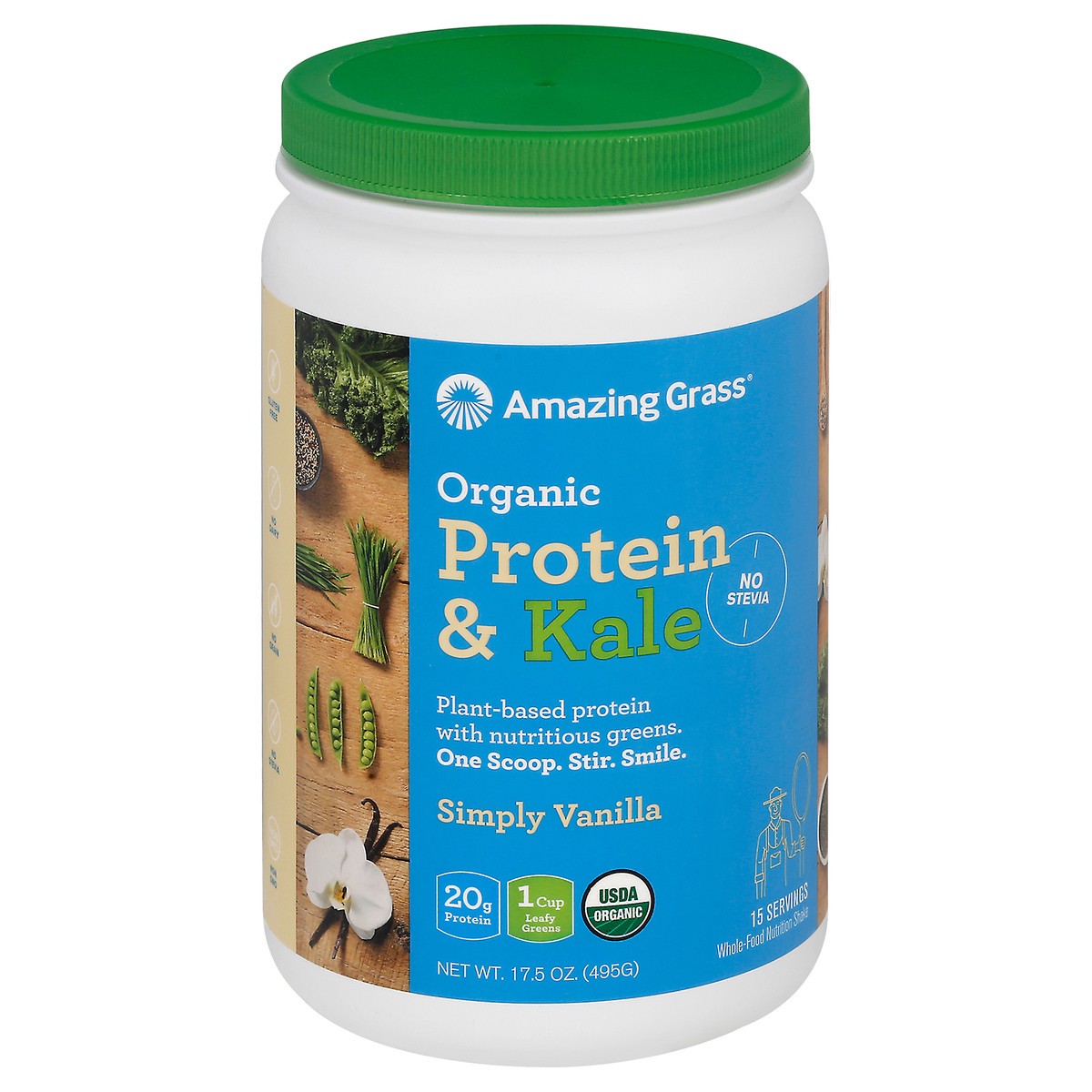 slide 2 of 9, Amazing Grass Organic Simply Vanilla Protein & Kale 17.5 oz, 17.5 oz