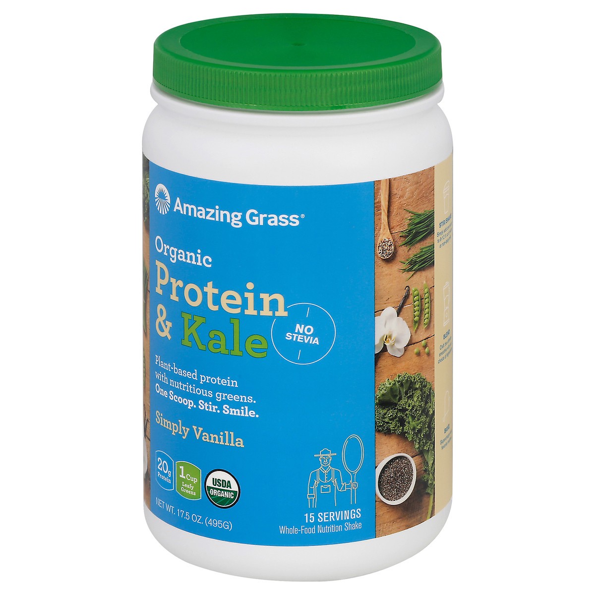 slide 3 of 9, Amazing Grass Organic Simply Vanilla Protein & Kale 17.5 oz, 17.5 oz