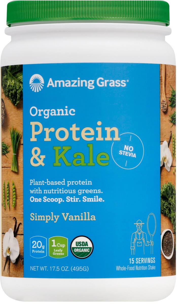 slide 6 of 9, Amazing Grass Organic Simply Vanilla Protein & Kale 17.5 oz, 17.5 oz