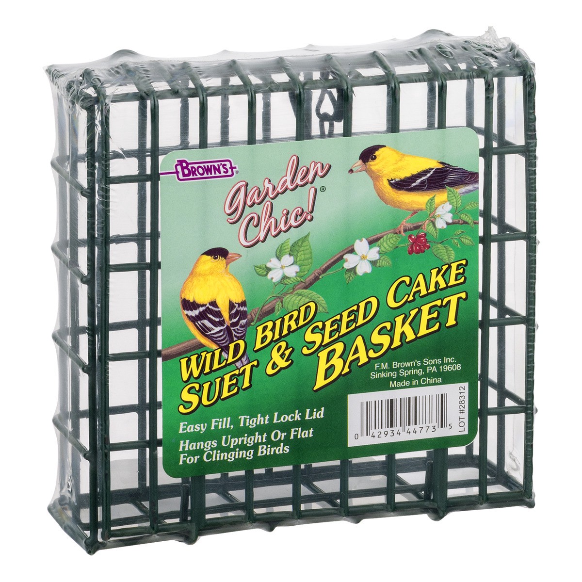 slide 8 of 9, Brown's Garden Chic! Wild Bird Suet & Seed Cake Basket, 1 ct