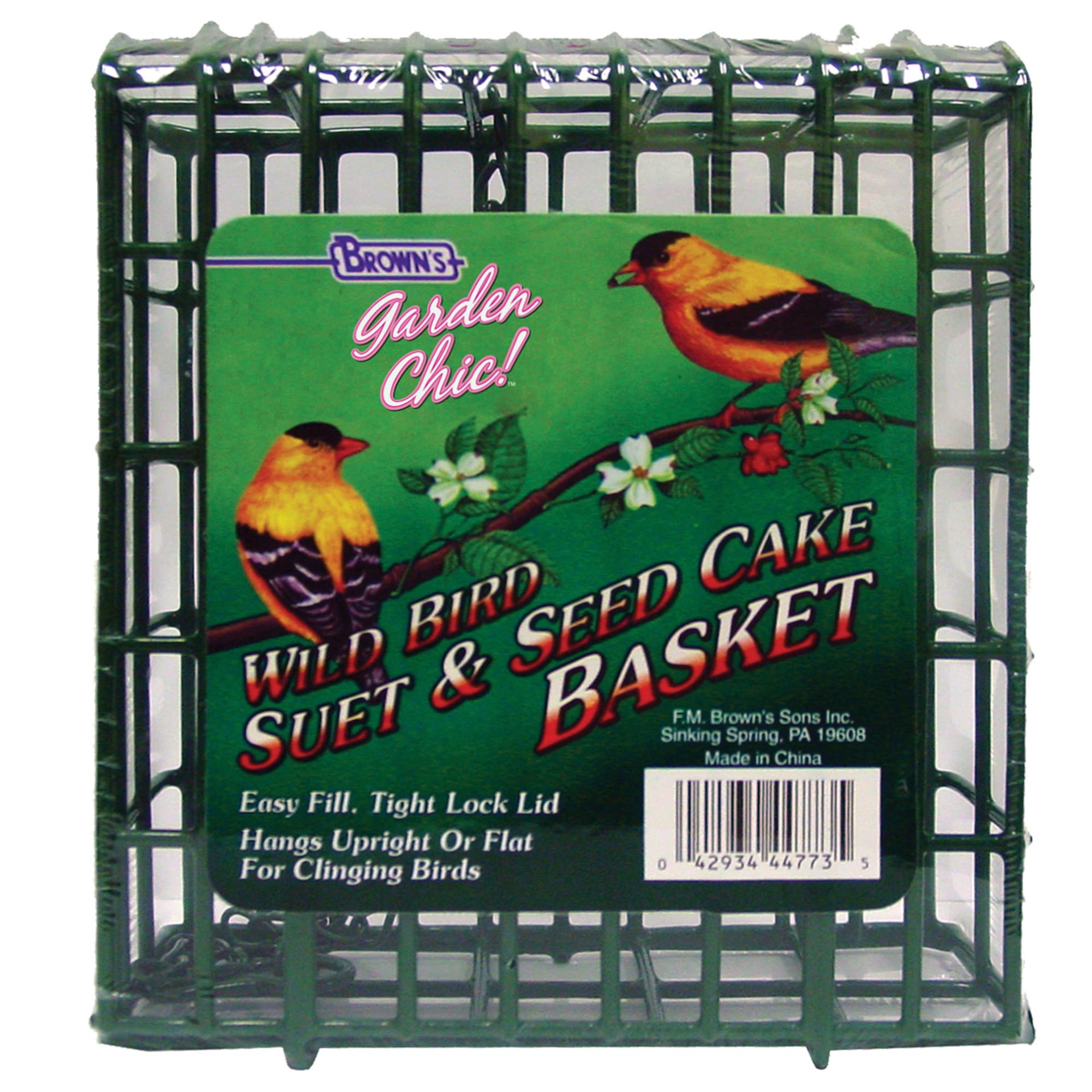 slide 1 of 9, Brown's Garden Chic! Wild Bird Suet & Seed Cake Basket, 1 ct