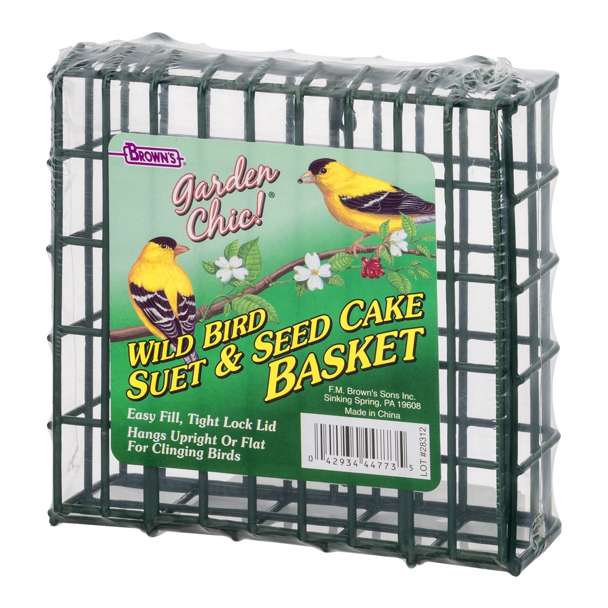 slide 9 of 9, Brown's Garden Chic! Wild Bird Suet & Seed Cake Basket, 1 ct