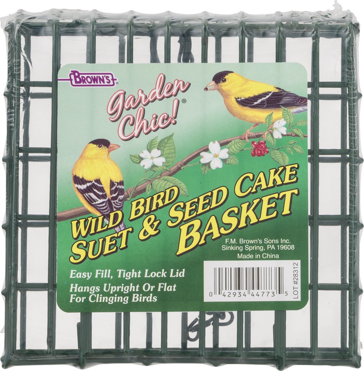 slide 6 of 9, Brown's Garden Chic! Wild Bird Suet & Seed Cake Basket, 1 ct