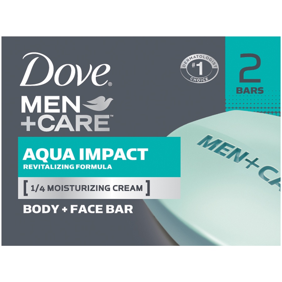 slide 1 of 1, Dove Men + Care Aqua Impact Bar Soap, 2 ct