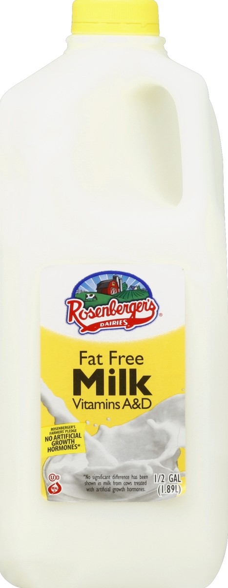 slide 3 of 4, Rosenberger's Fat Free Skim Milk, 1/2 qt