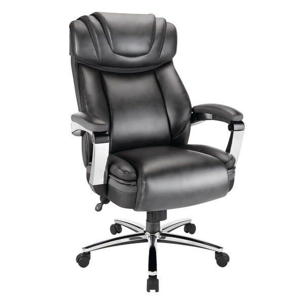 slide 1 of 8, Realspace Axton Big & Tall Bonded Leather High-Back Chair, Dark Gray/Chrome, 1 ct