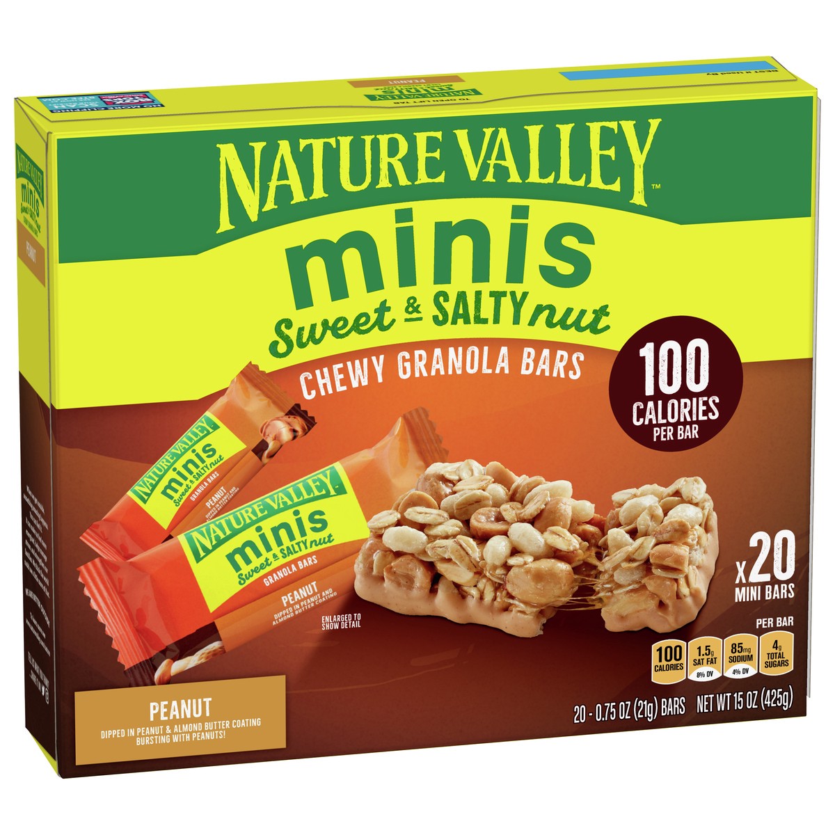 slide 9 of 9, Nature Valley Mini Granola Bars, Sweet and Salty Nut, Peanut, 20 Bars, 15 OZ, 20 ct