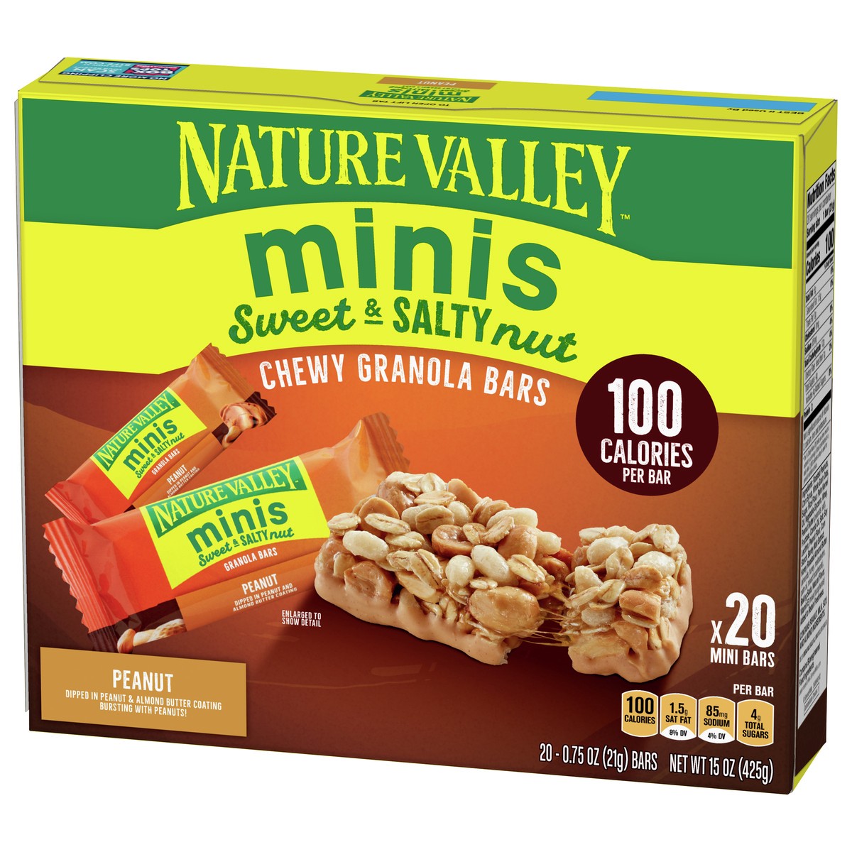 slide 4 of 9, Nature Valley Mini Granola Bars, Sweet and Salty Nut, Peanut, 20 Bars, 15 OZ, 20 ct