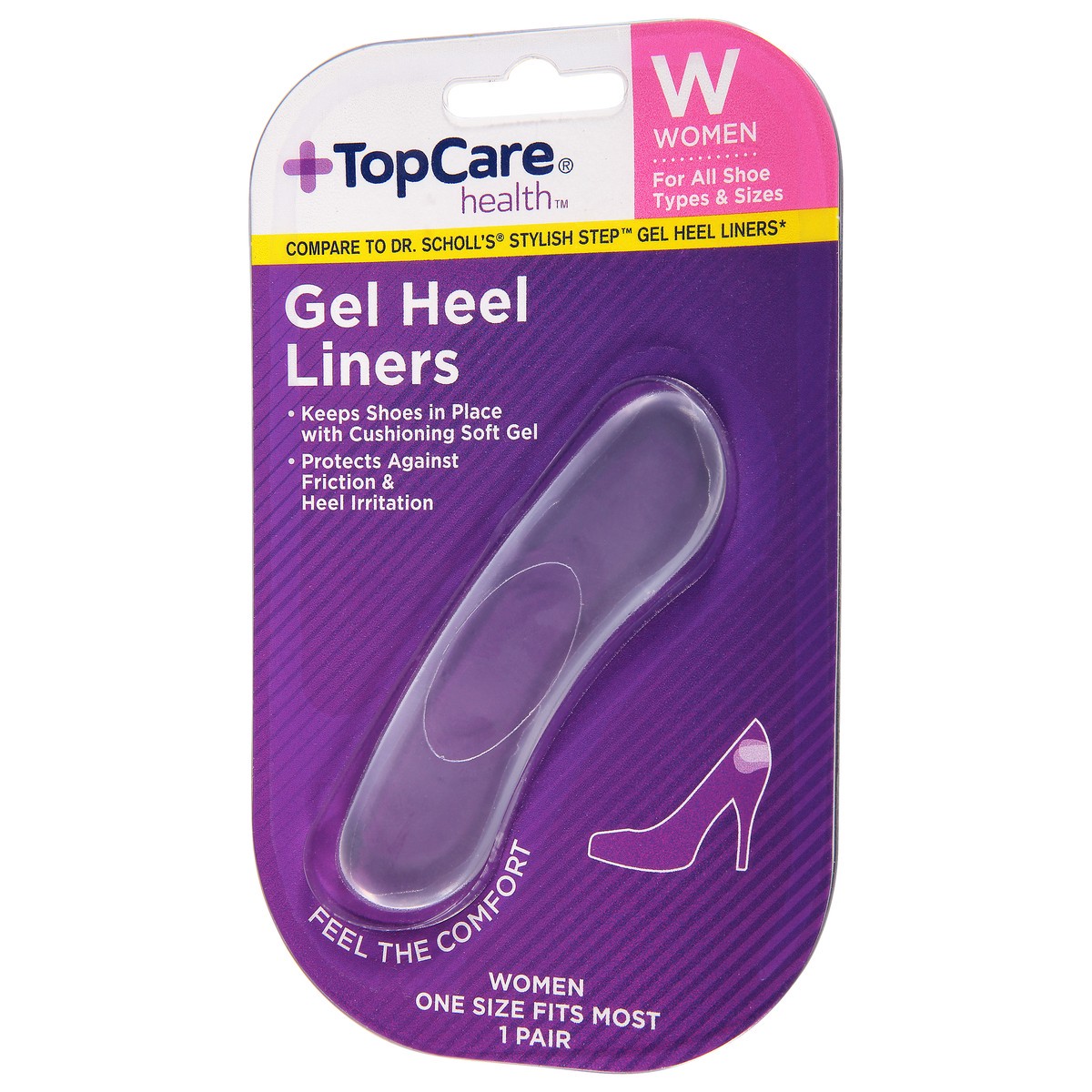 slide 3 of 12, TopCare Clear Gel Heel Linerswomens, 1 ct