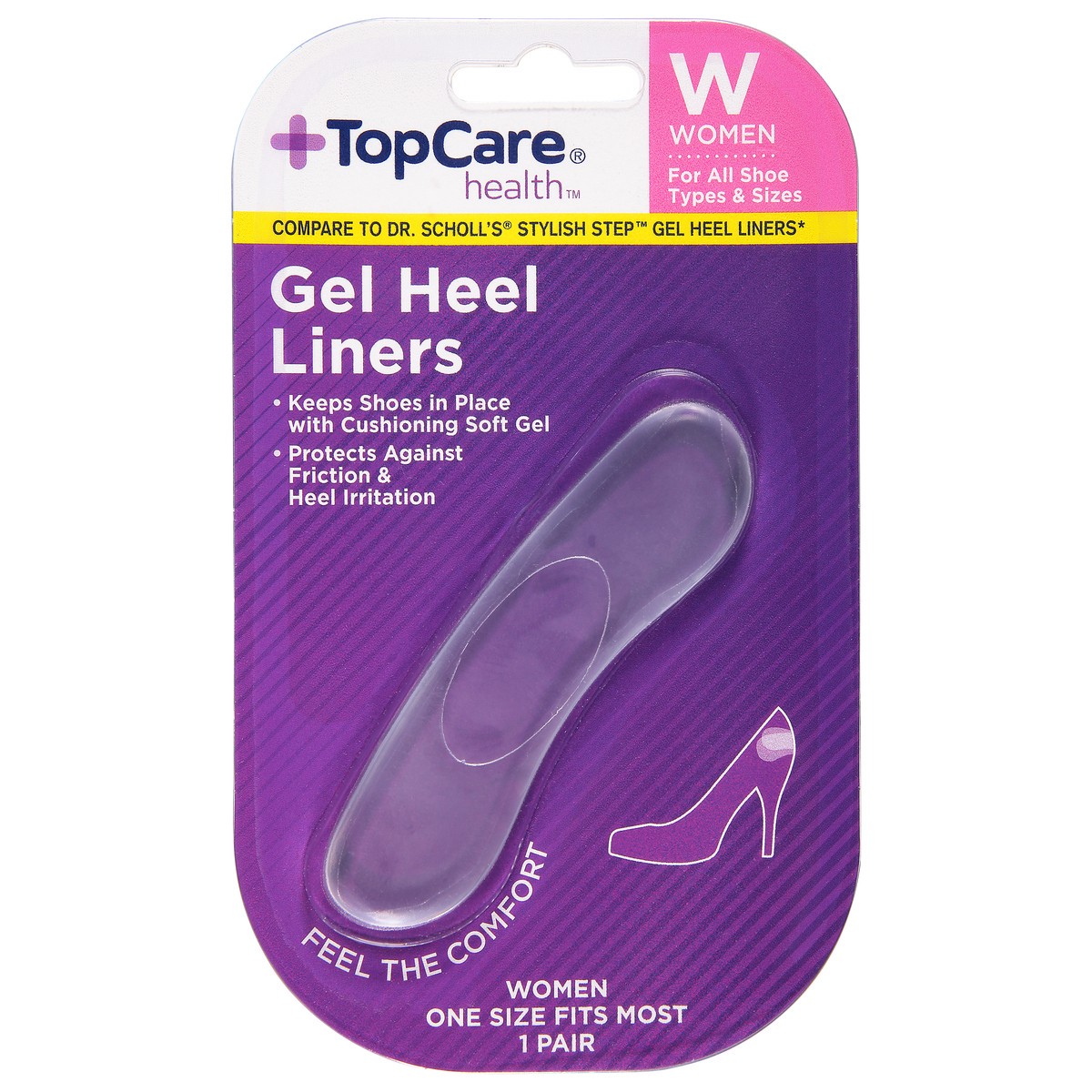 slide 10 of 12, TopCare Clear Gel Heel Linerswomens, 1 ct