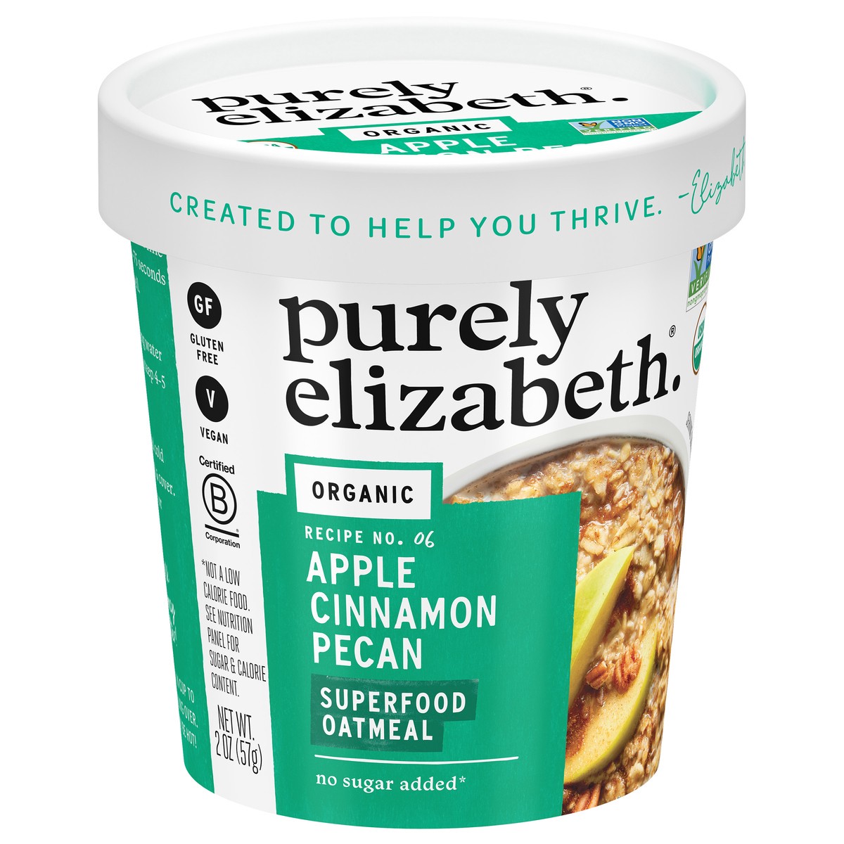 slide 5 of 6, Purely Elizabeth Organic Apple Cinnamon Pecan Superfood Oatmeal Cup 2 oz, 2 oz