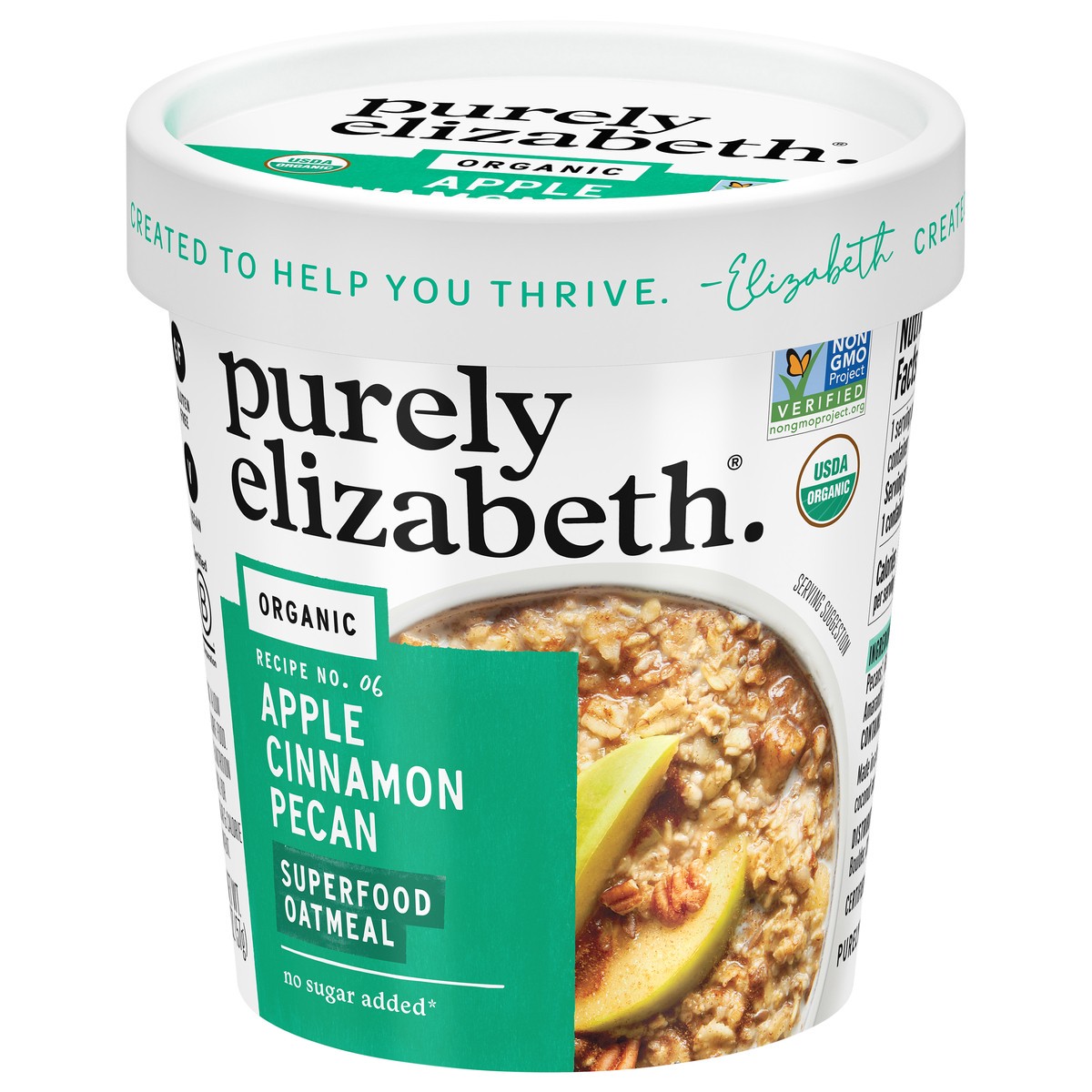 slide 3 of 6, Purely Elizabeth Organic Apple Cinnamon Pecan Superfood Oatmeal Cup 2 oz, 2 oz
