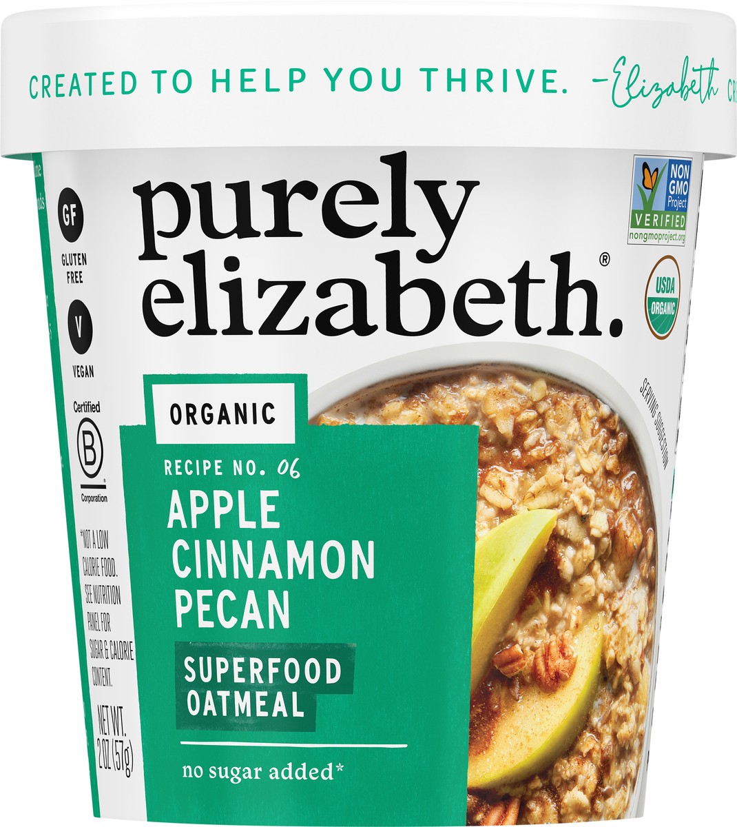 slide 2 of 6, Purely Elizabeth Organic Apple Cinnamon Pecan Superfood Oatmeal Cup 2 oz, 2 oz