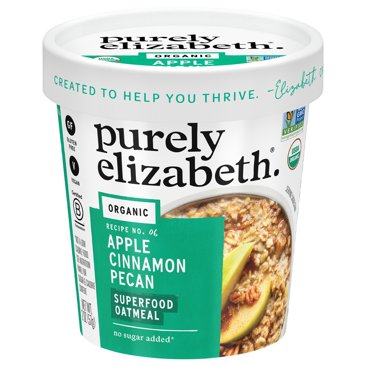 slide 1 of 6, Purely Elizabeth Organic Apple Cinnamon Pecan Superfood Oatmeal Cup 2 oz, 2 oz
