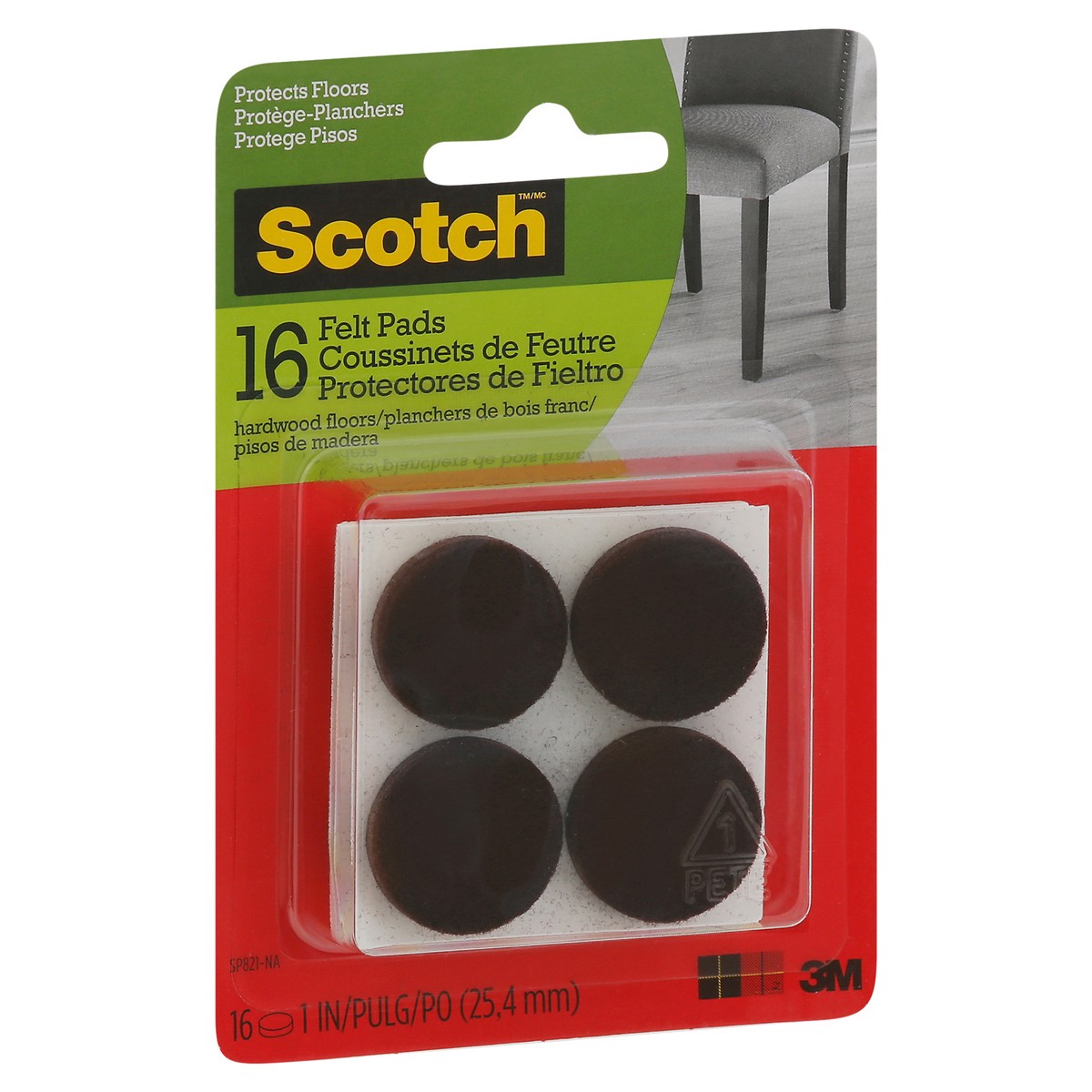 slide 2 of 9, Scotch Felt Pads, Brown, Round, 16 ct; 1 in