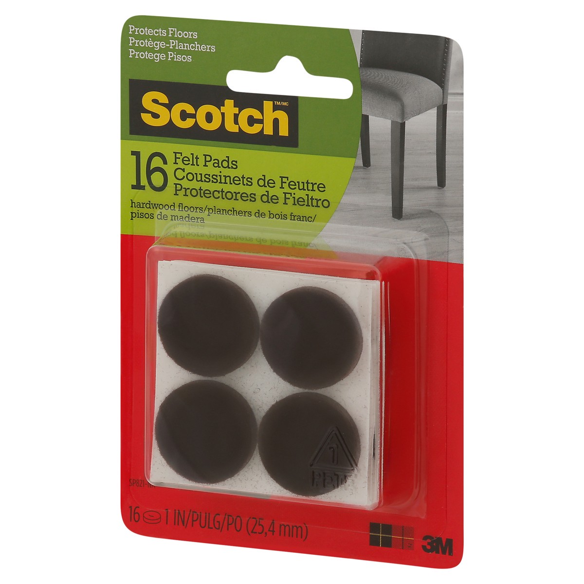 slide 3 of 9, Scotch Felt Pads, Brown, Round, 16 ct; 1 in