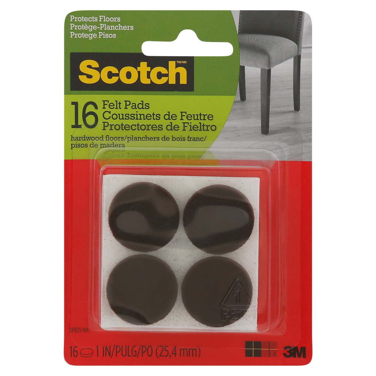 slide 1 of 9, Scotch Felt Pads, Brown, Round, 16 ct; 1 in