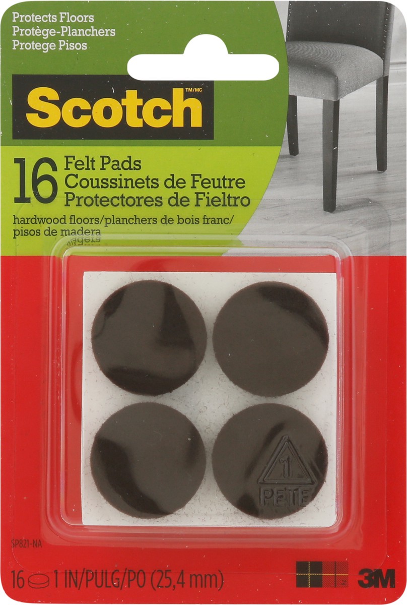 slide 7 of 9, Scotch Felt Pads, Brown, Round, 16 ct; 1 in