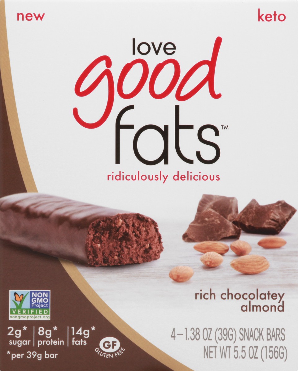 slide 6 of 13, Love Good Fats Keto Rich Chocolatey Almond Snack Bars 4 ea, 4 ct