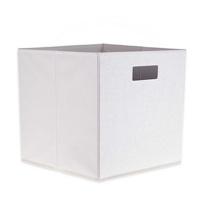 slide 1 of 1, ORG Natural Linen Square Collapsible Storage Bin, 13 in