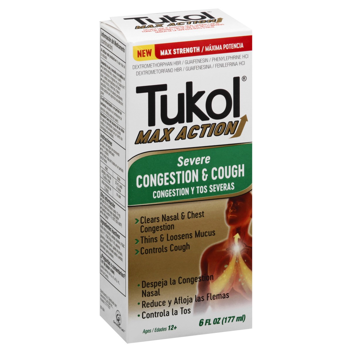 slide 7 of 9, Tukol Ages 12+ Max Action Severe Cough & Congestion 6 fl oz, 6 fl oz