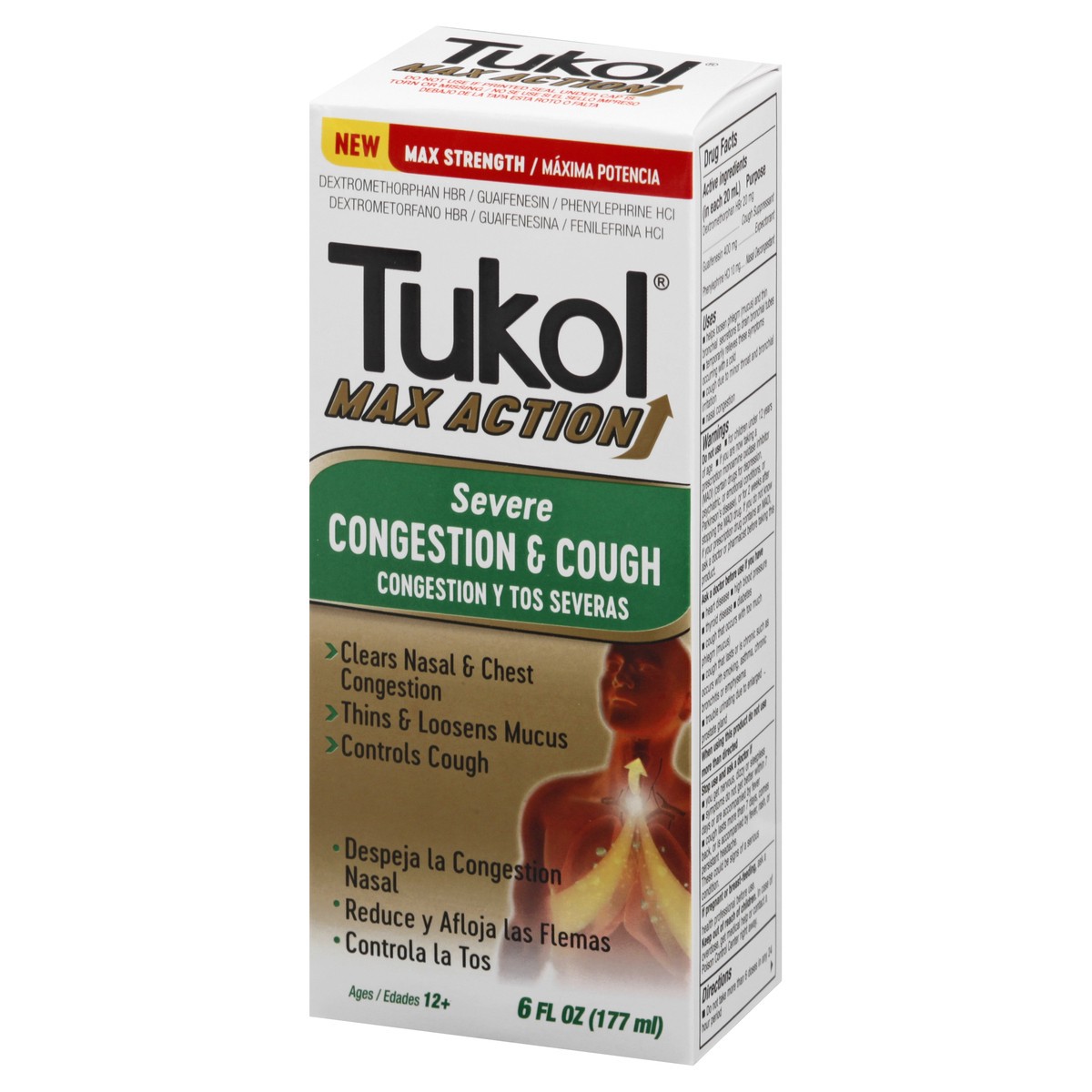 slide 9 of 9, Tukol Ages 12+ Max Action Severe Cough & Congestion 6 fl oz, 6 fl oz