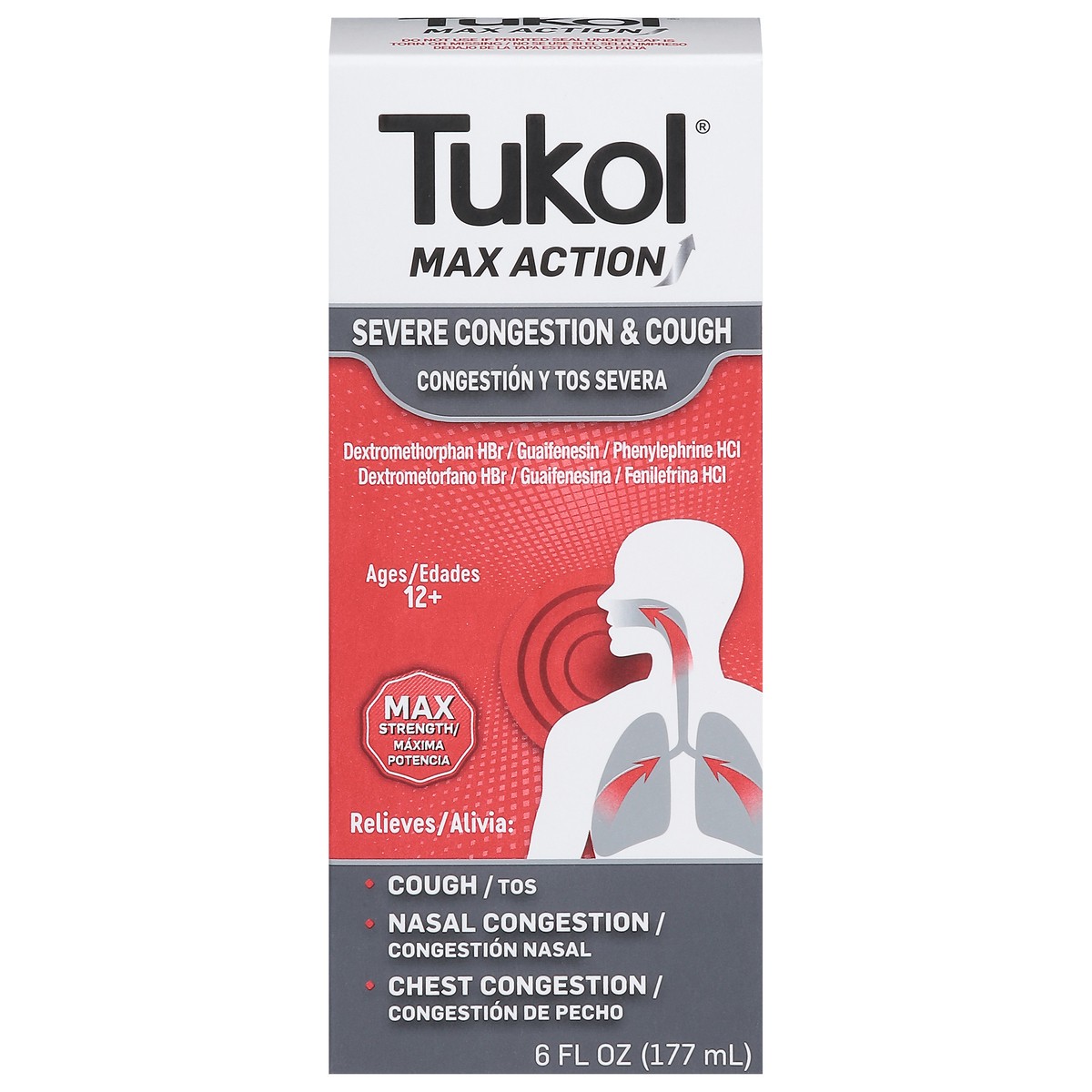 slide 1 of 9, Tukol Ages 12+ Max Action Severe Cough & Congestion 6 fl oz, 6 fl oz